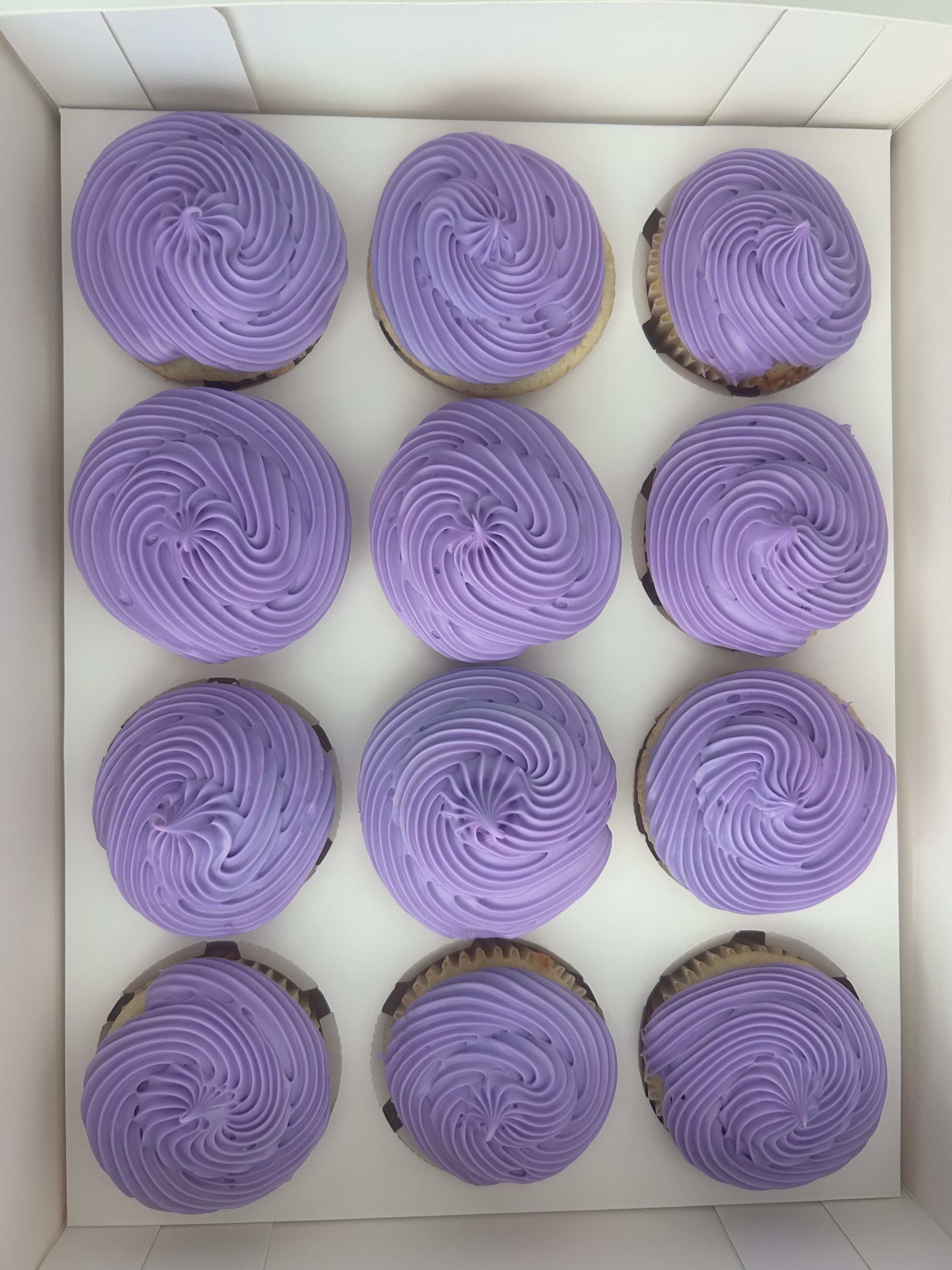 Lavender frosted cupcakes