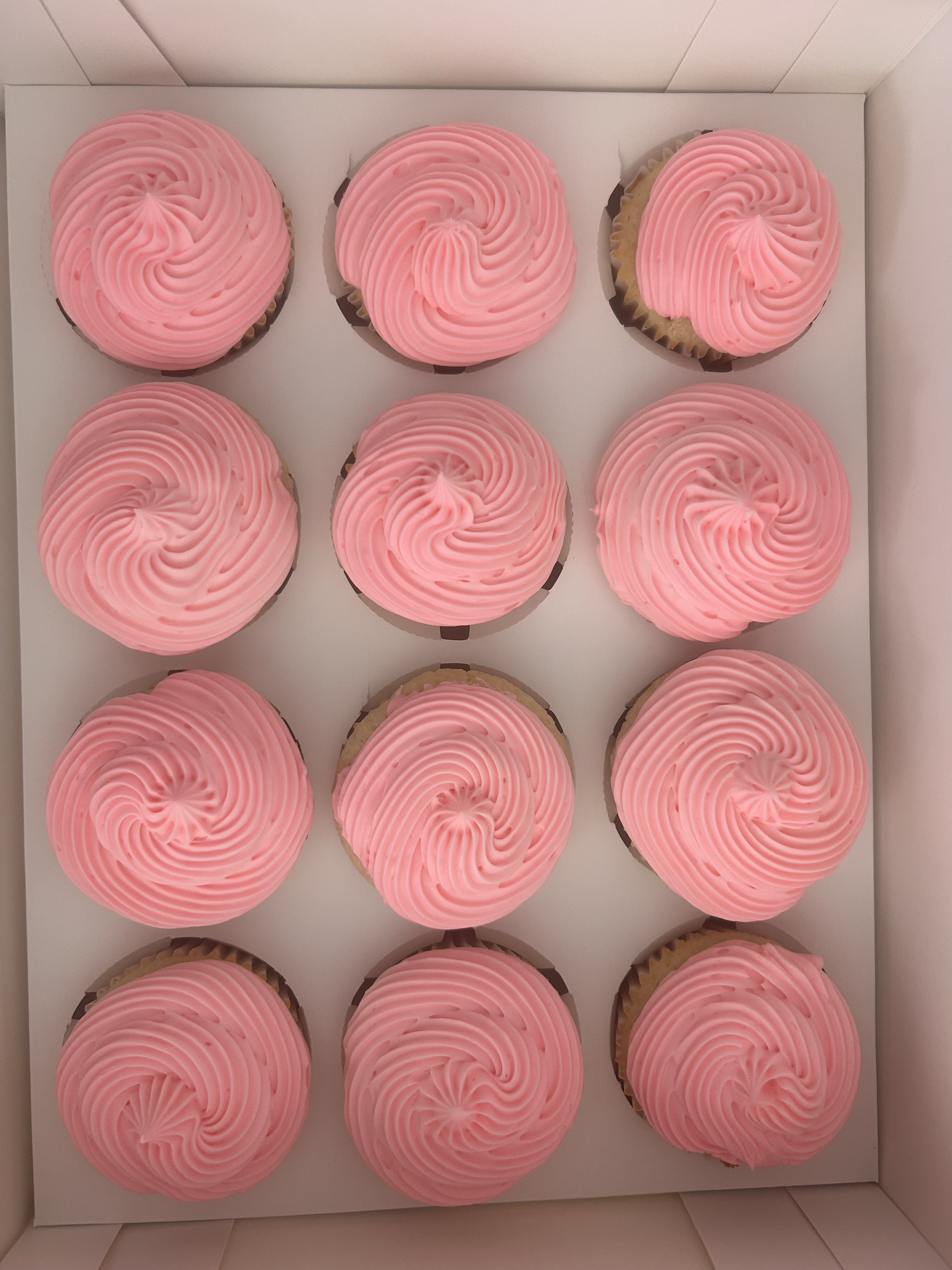 Pink frosted cupcakes