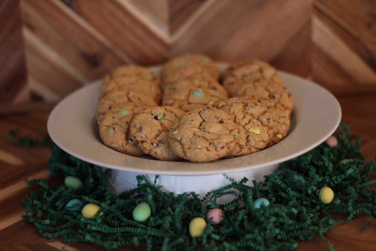 Easter egg cookies with candy eggs