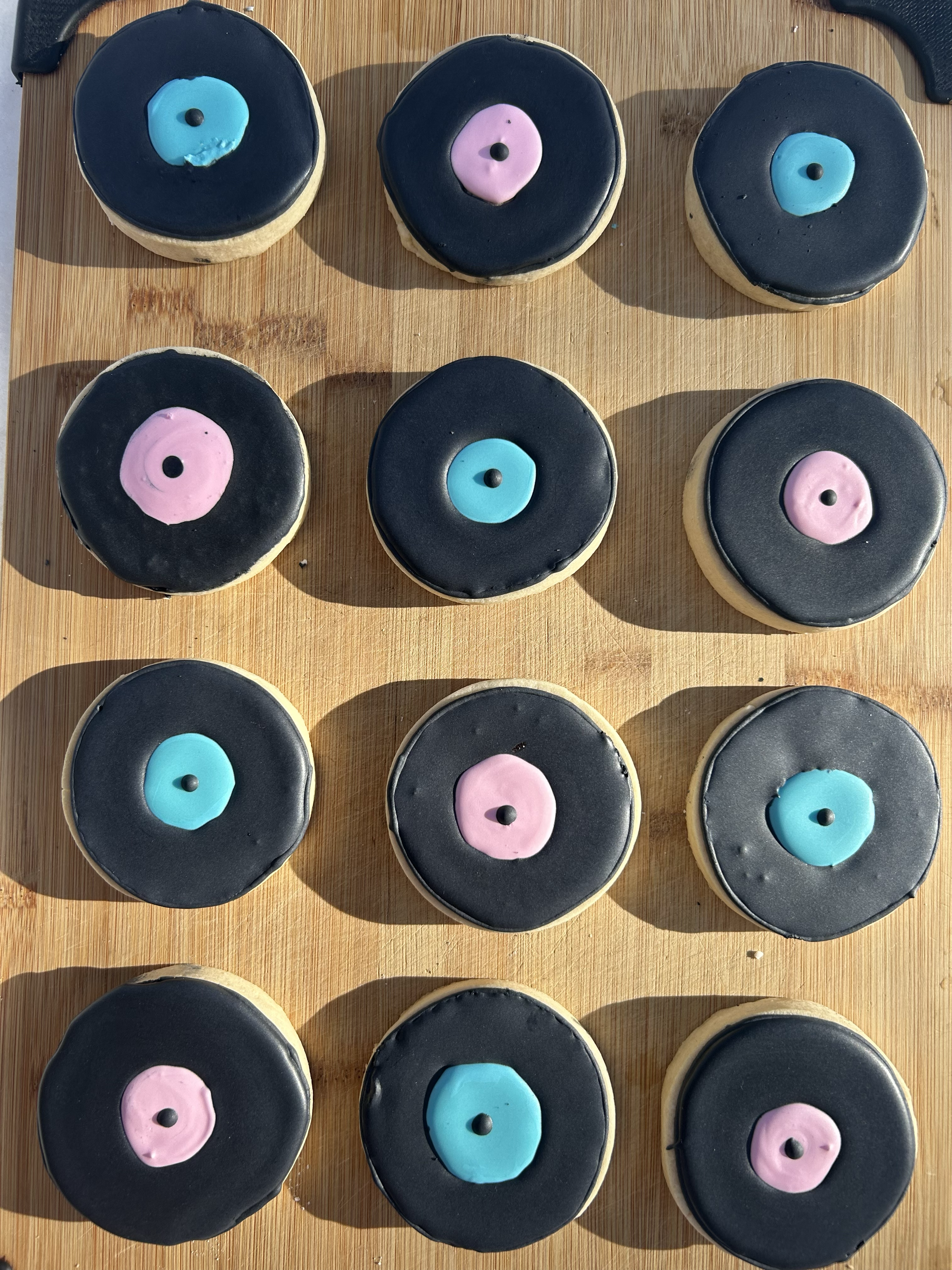 Vinyl record themed sugar cookies